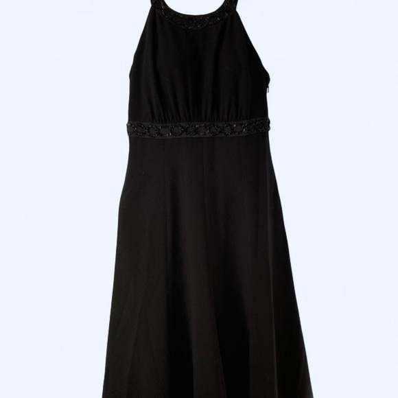 Jones New York Black Backless Dress with Beaded Neck and Mid Section 4 - Picture 2 of 7
